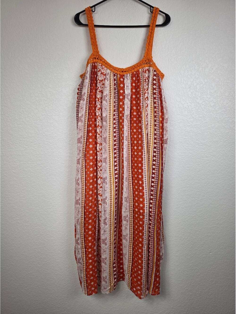 NWT Anthropologie RAGA Orange Striped Maxi Dress Large